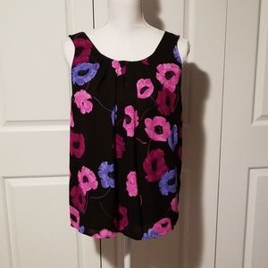 Elle black, blue, and pink sleeveless top